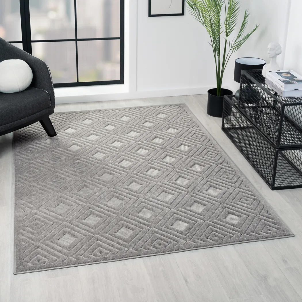 Chivons Gray 7'10 x 9'10 Indoor,Outdoor Rug - Thumbnail - Image 4