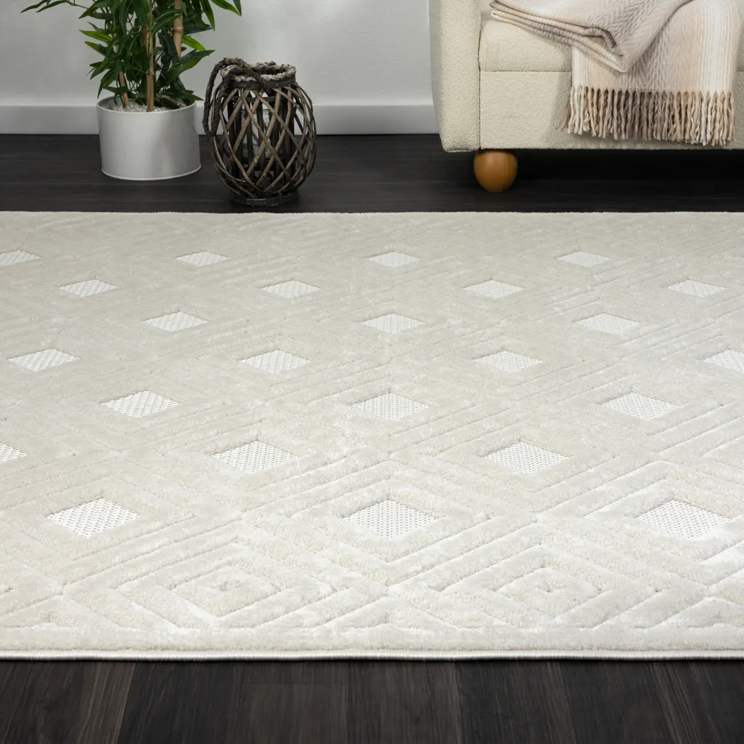 Chivons Ivory 7'10 x 9'10 Indoor,Outdoor Rug - Thumbnail - Image 3
