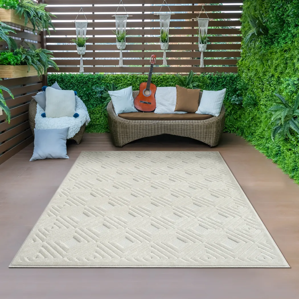 Chivons Ivory 7'10 x 9'10 Indoor,Outdoor Rug - Thumbnail - Image 5