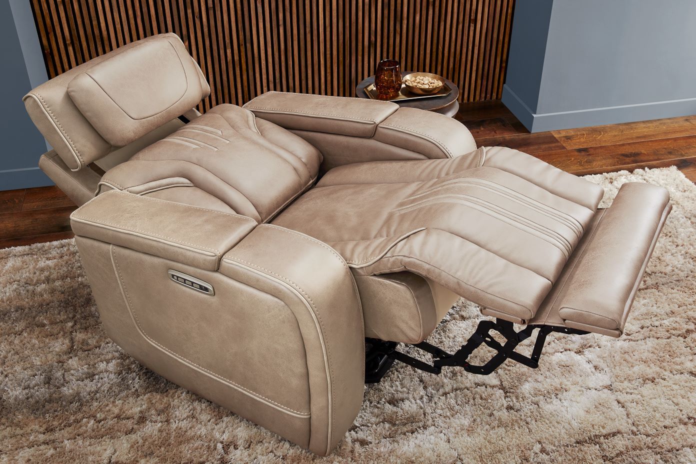Beige recliner chair.
