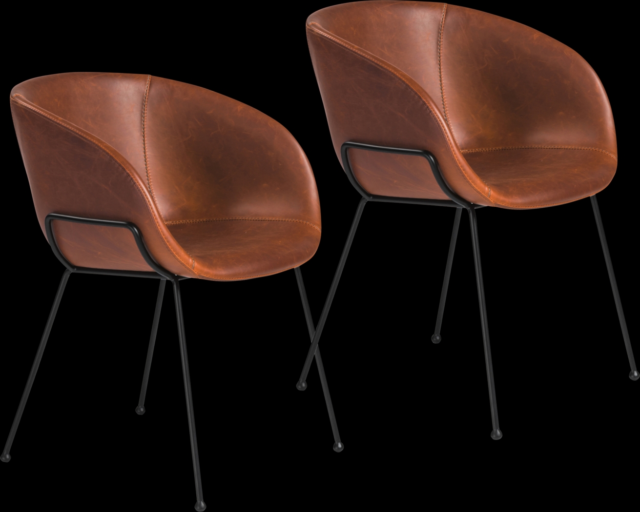 Choupique Dark Brown Arm Chair, Set of 2 - Thumbnail - Image 1