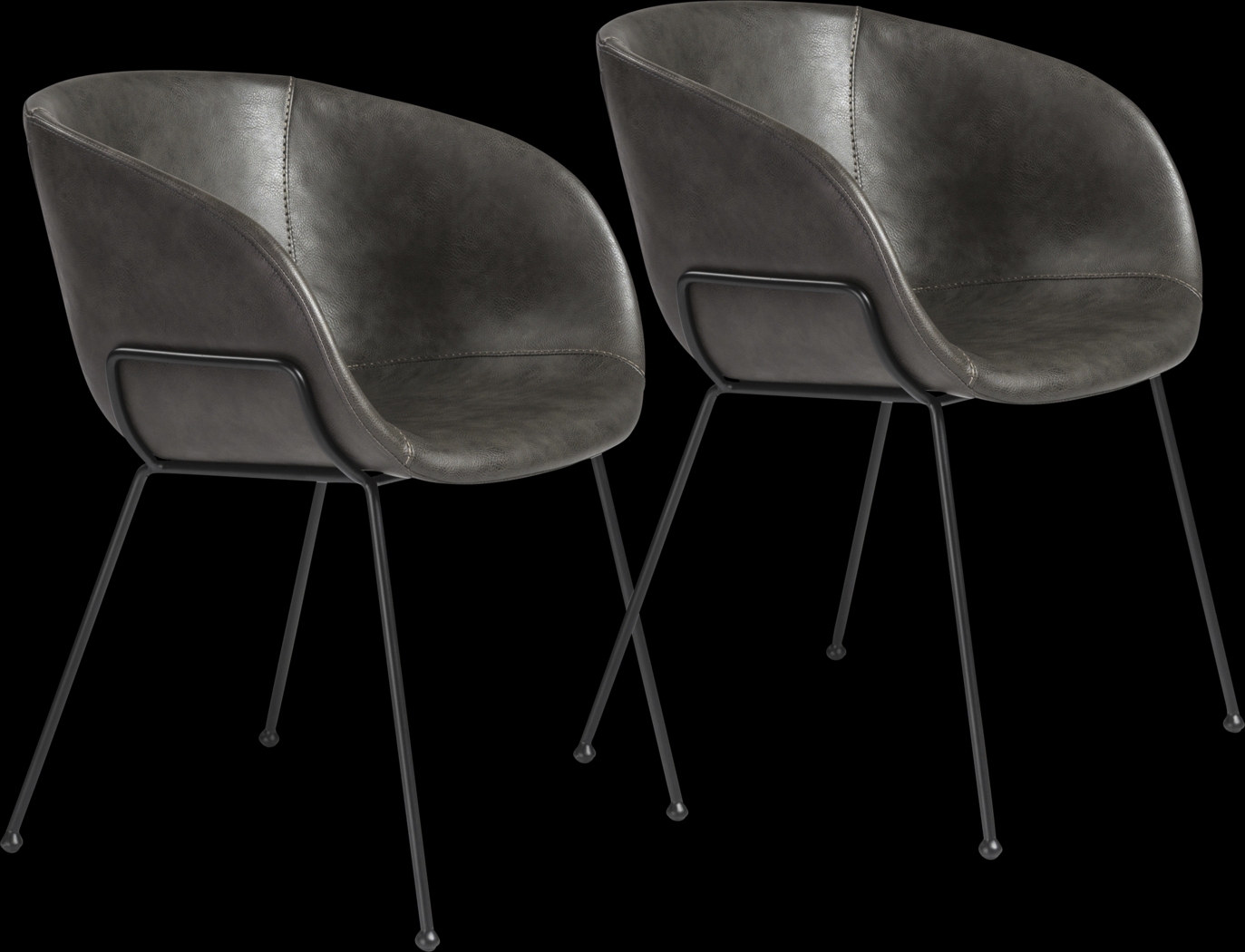 Choupique Dark Gray Arm Chair, Set of 2 - Thumbnail - Image 1