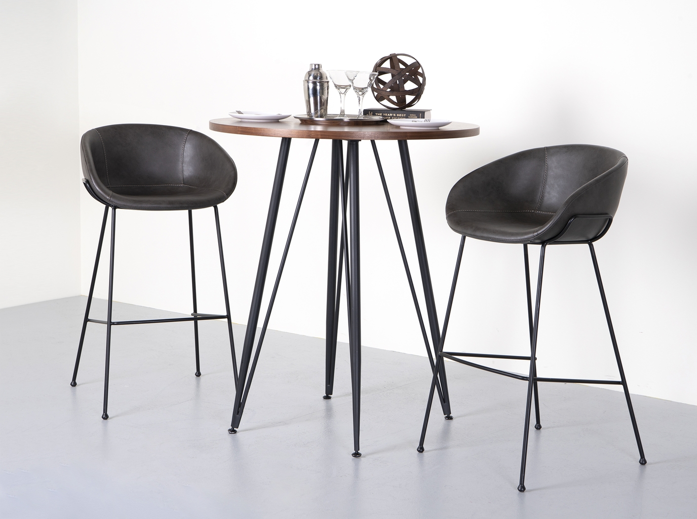 Choupique Dark Gray Barstool, Set of 2 - Thumbnail - Image 2