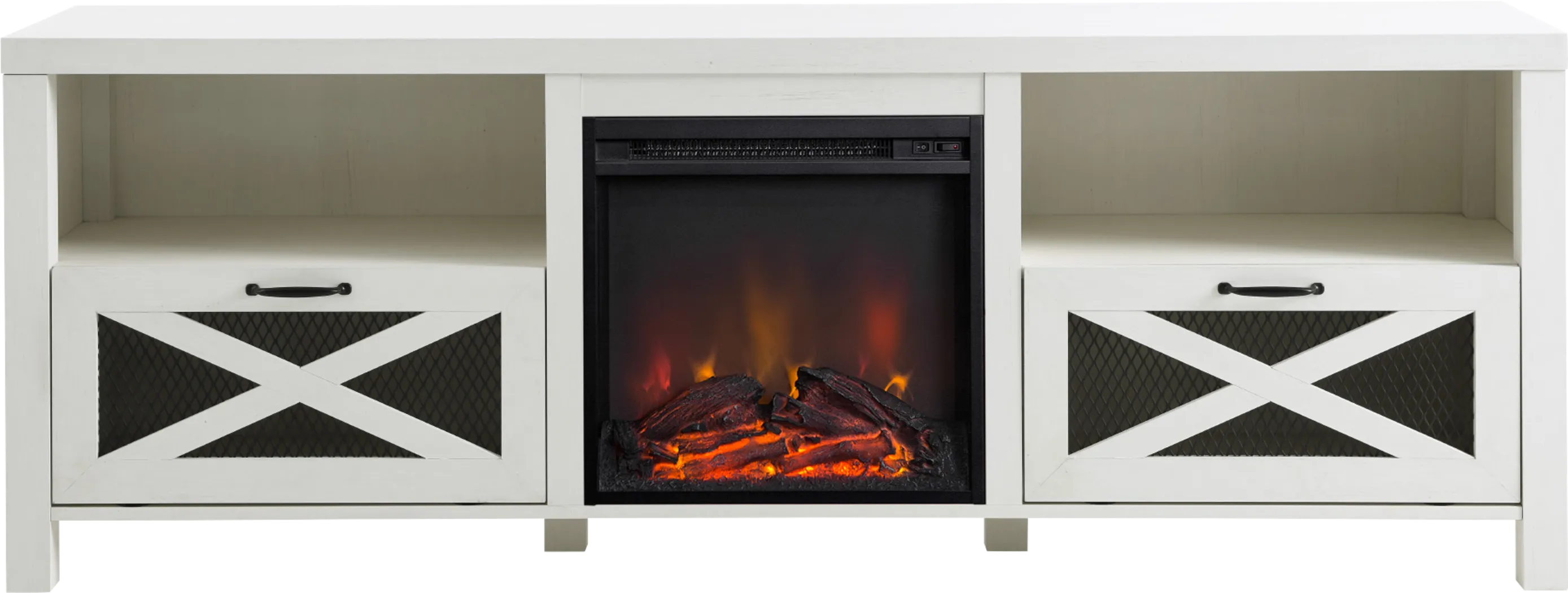 Chromite White 70 in. Console With Electric Fireplace - Thumbnail - Image 2
