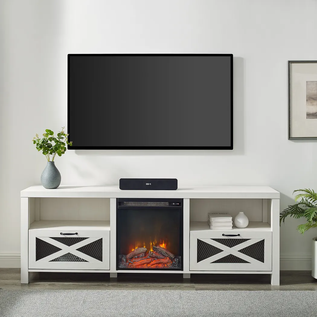 Chromite White 70 in. Console With Electric Fireplace - Thumbnail - Image 5