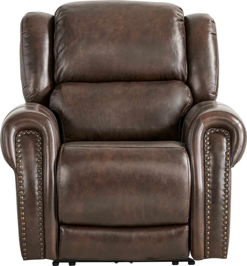 Churchill Brown 3 Pc Dual Power Reclining Leather Living Room - Thumbnail - Image 14