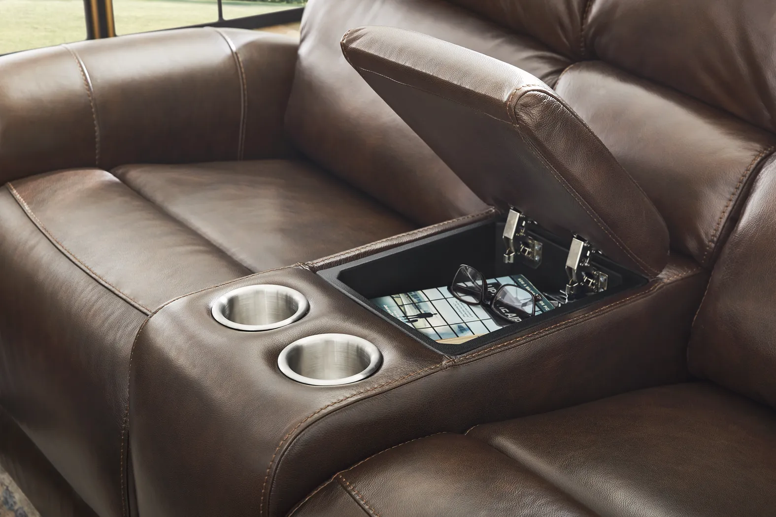 Churchill Brown 3 Pc Dual Power Reclining Leather Living Room - Thumbnail - Image 11