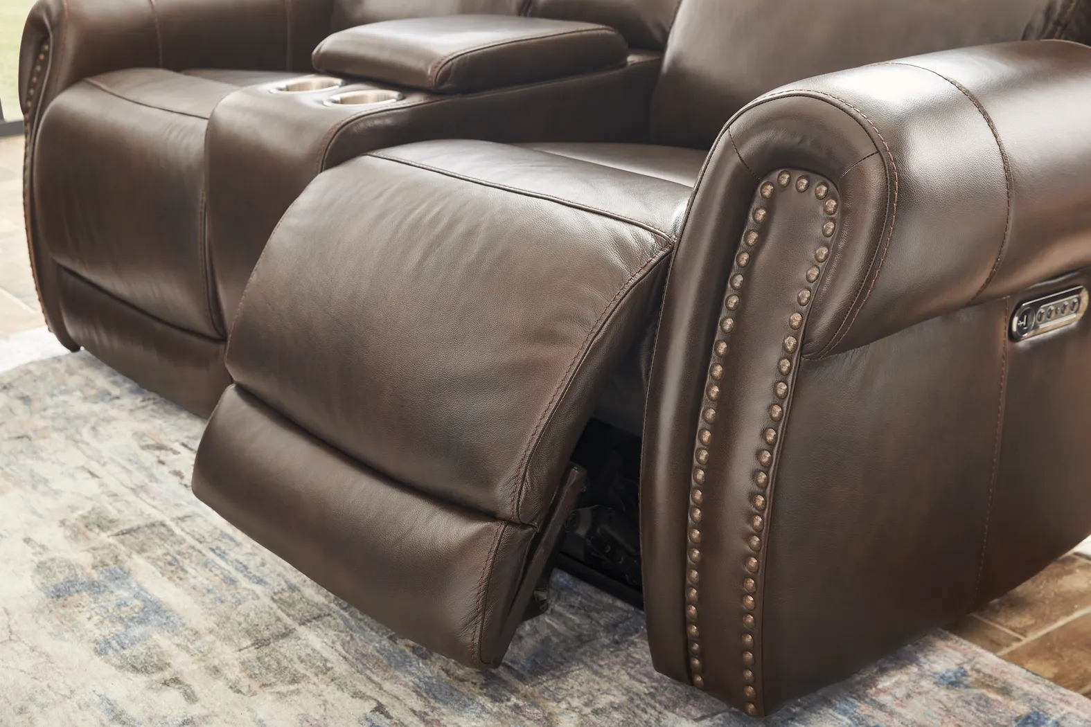 Churchill Brown 3 Pc Dual Power Reclining Leather Living Room - Thumbnail - Image 10