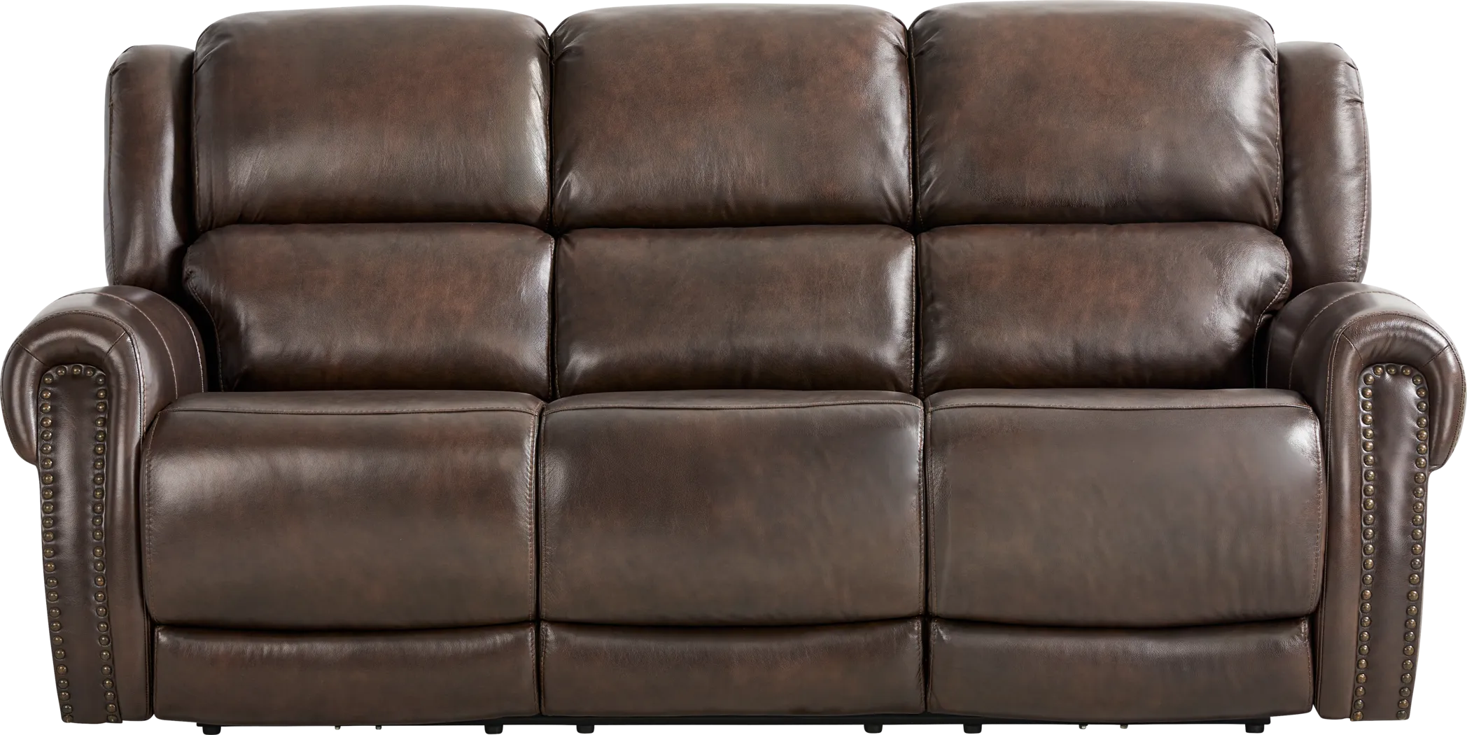 Churchill Brown Dual Power Reclining Leather Sofa - Thumbnail - Image 3