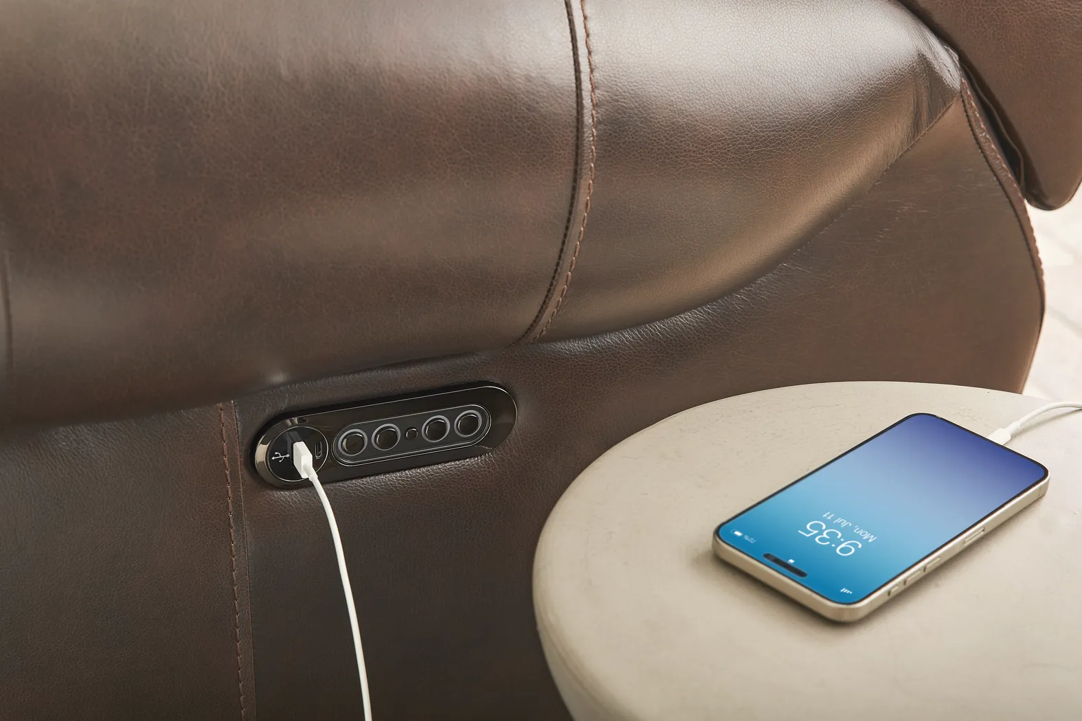 Churchill Brown Leather 2 Pc Living Room with Dual Power Reclining Sofa - Thumbnail - Image 6