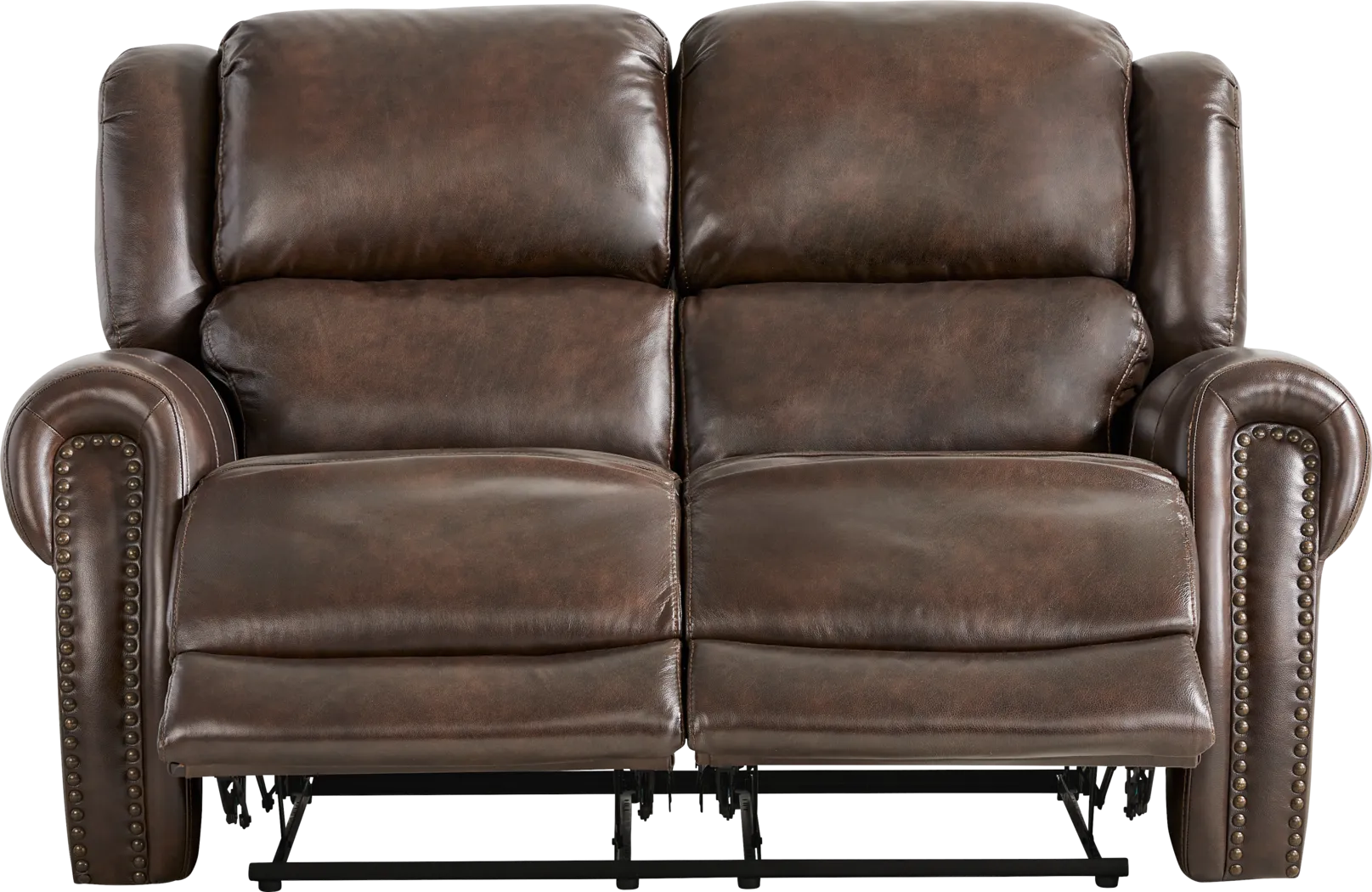 Churchill Brown Reclining Leather Loveseat - Thumbnail - Image 1