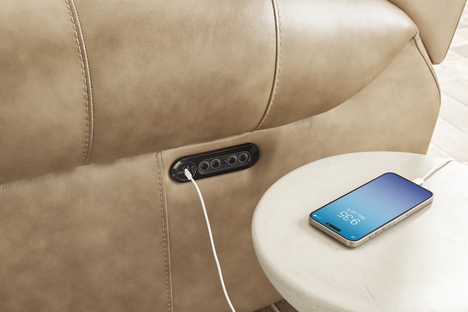 Churchill Taupe 8 Pc Dual Power Reclining Leather Living Room - Thumbnail - Image 5