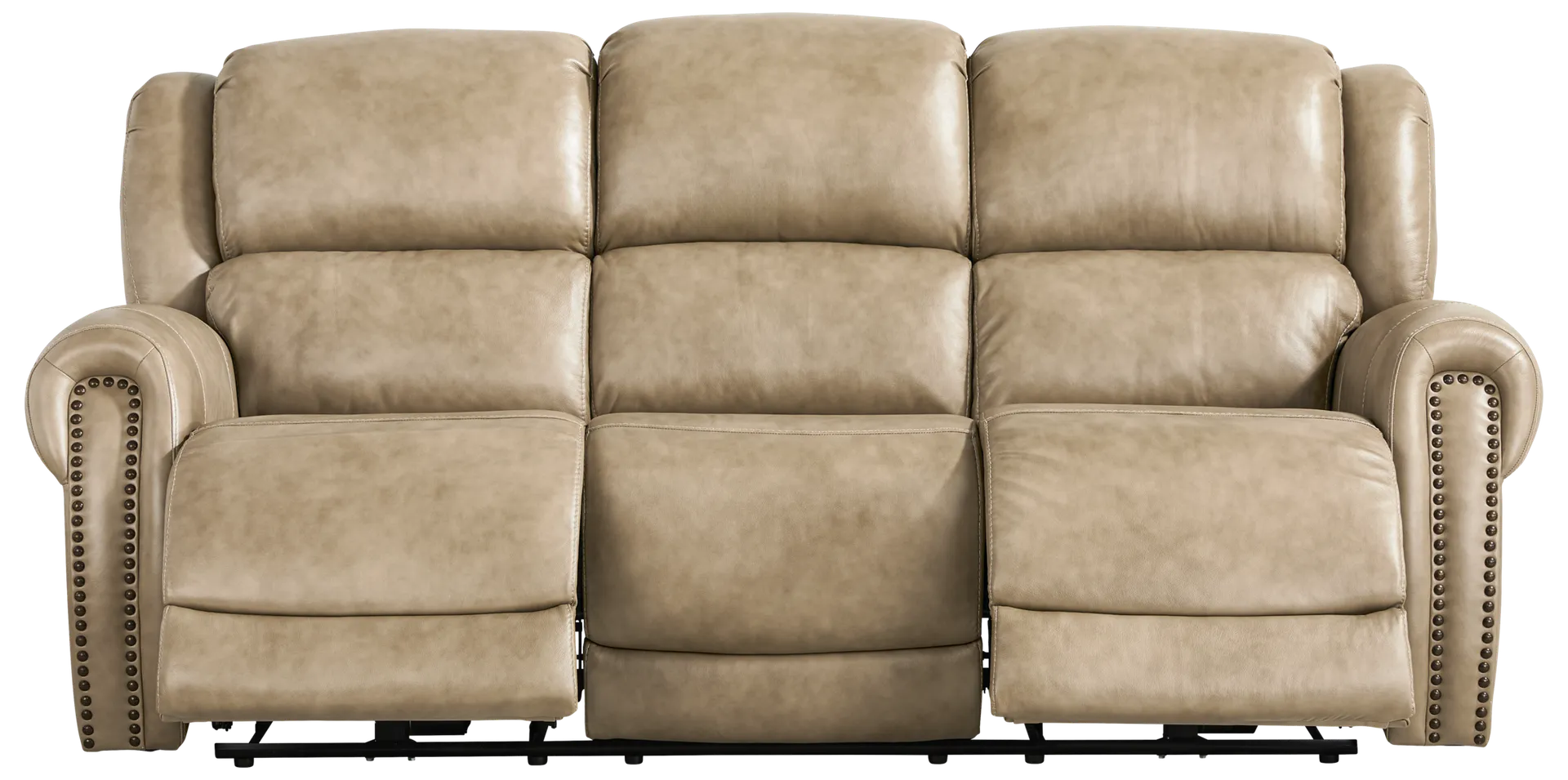 taupe dual power reclining sofa