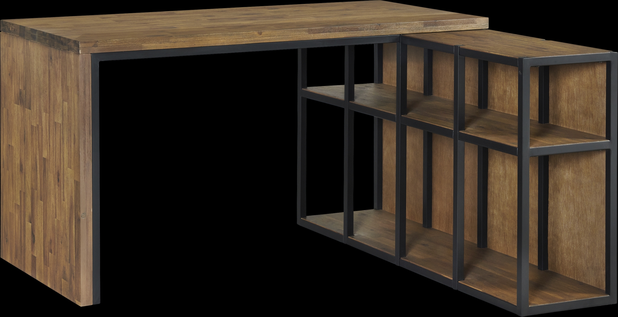 Churrea Brown L Desk with Storage - Thumbnail - Image 1