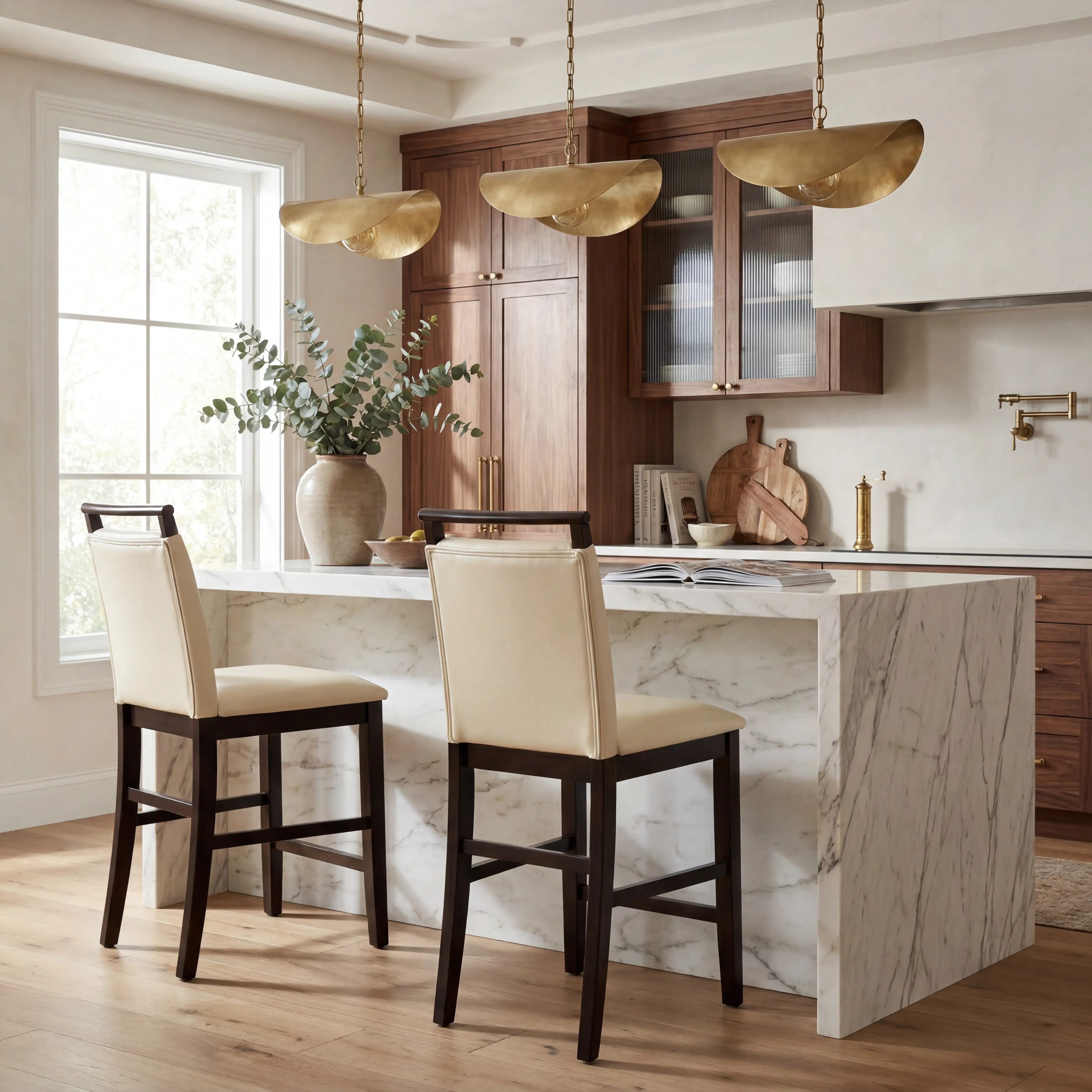 Ciara Espresso 5 Pc 48" Round Counter Height Dining Set with Cream Stools - Thumbnail - Image 6