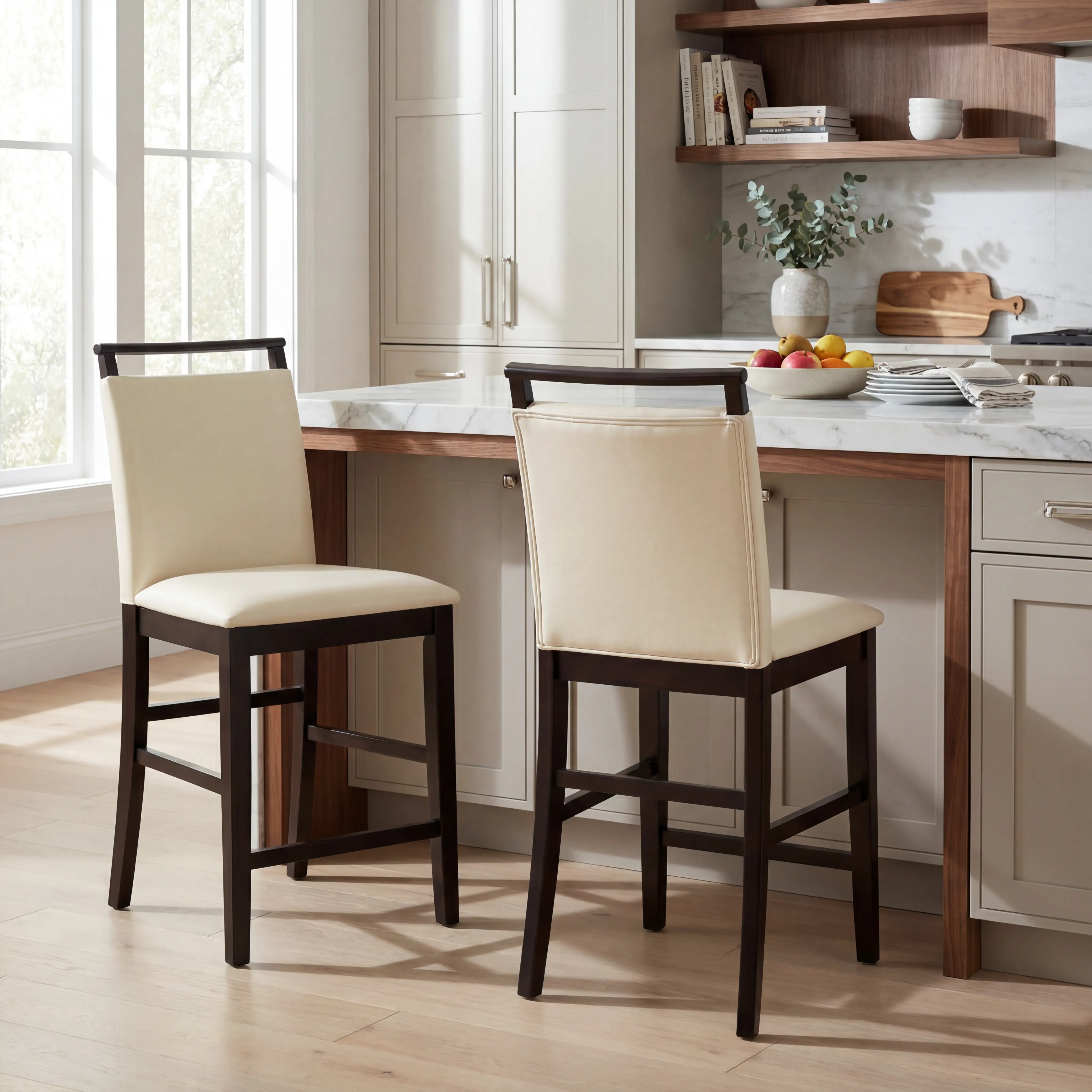 Ciara Espresso 5 Pc 48" Round Counter Height Dining Set with Cream Stools - Thumbnail - Image 8