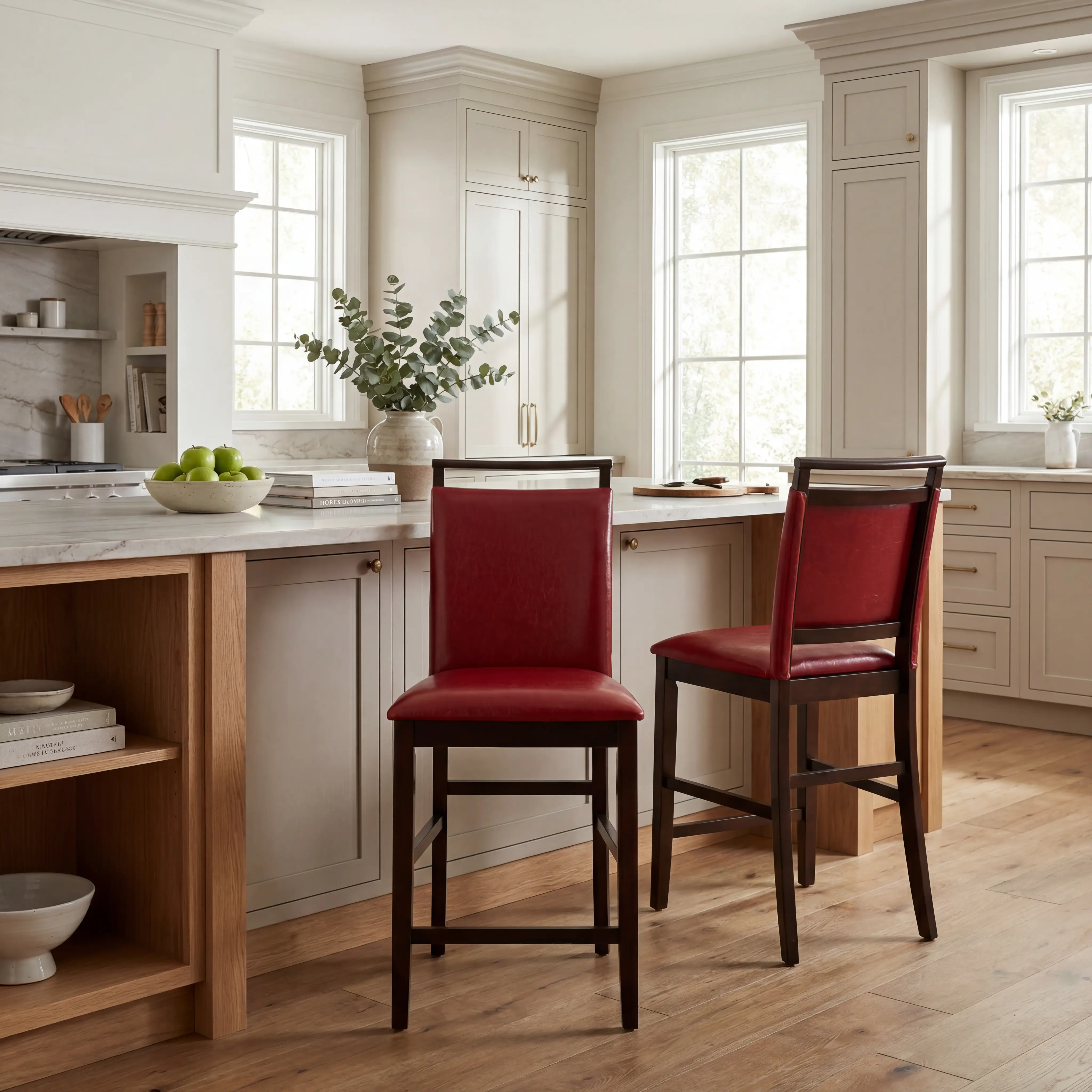 Ciara Espresso 5 Pc 48" Round Counter Height Dining Set with Red Stools - Thumbnail - Image 7