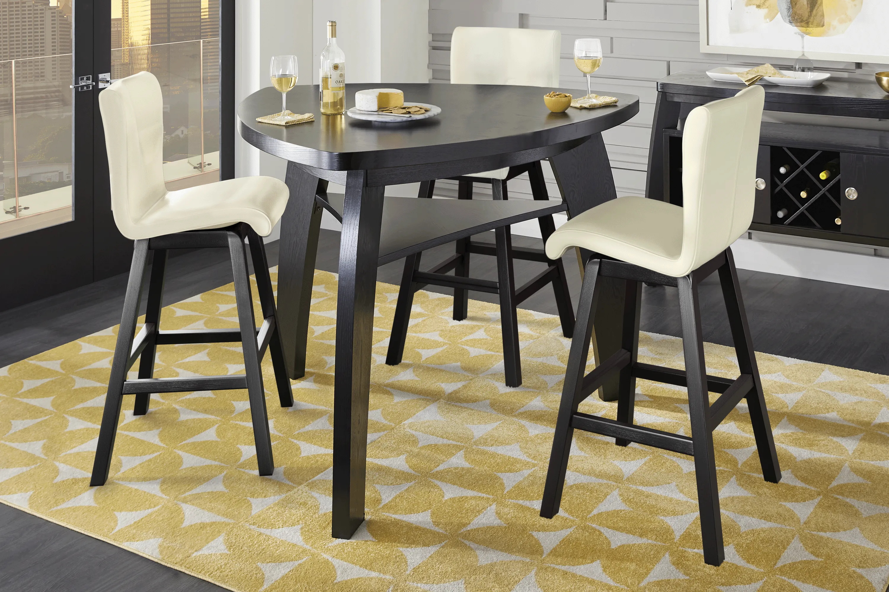 Cider Creek Chocolate 4 Pc Bar Height Dining Room With Vanilla Stools - Thumbnail - Image 1