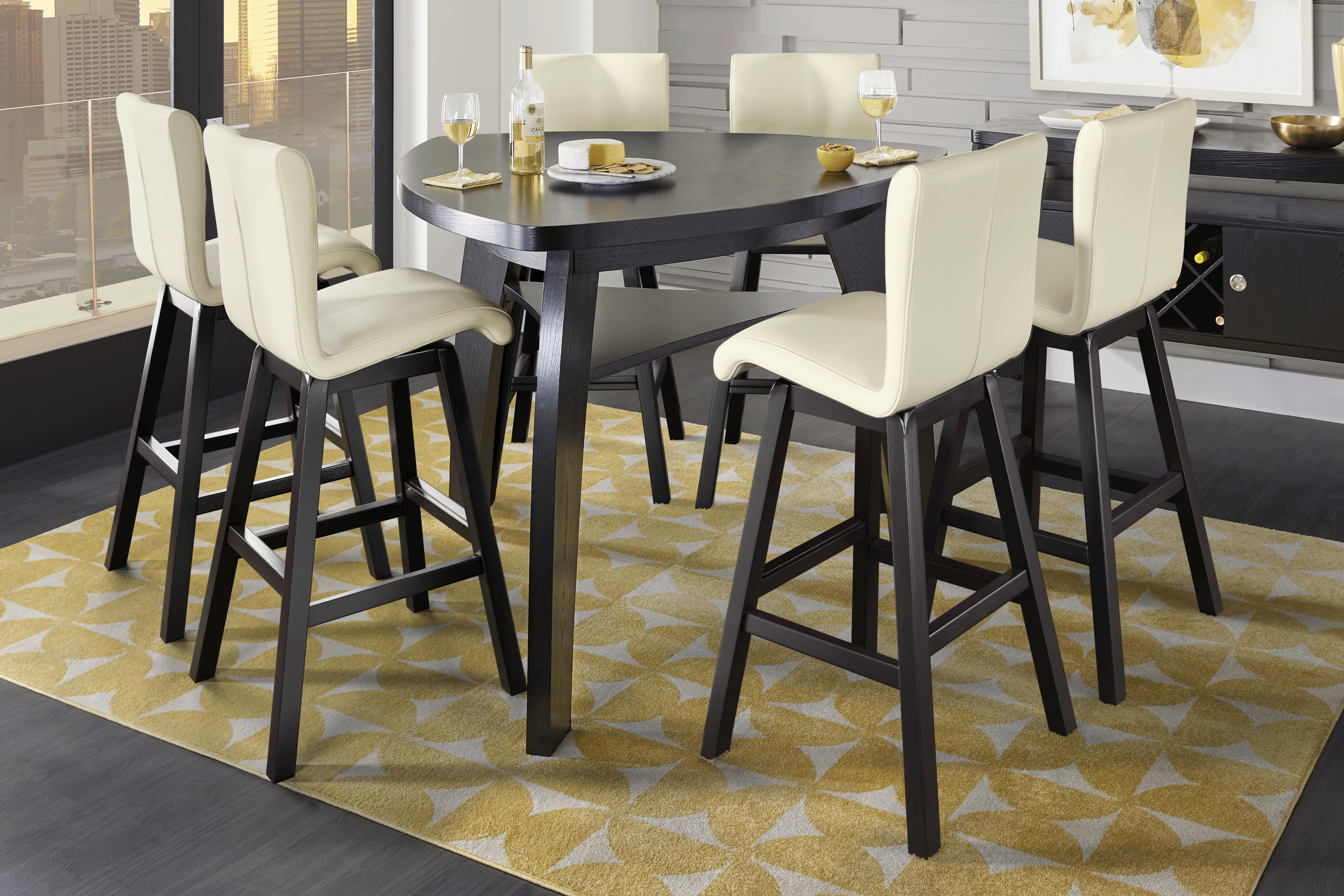 Cider Creek Chocolate 7 Pc Bar Height Dining Room with Vanilla Stools - Thumbnail - Image 1