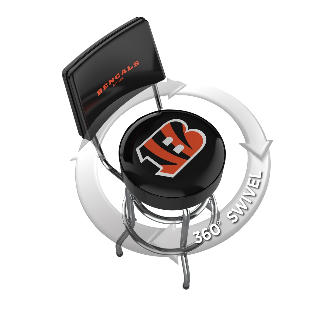 Cincinnati Bengals Black Swivel Barstool with Back - Thumbnail - Image 3