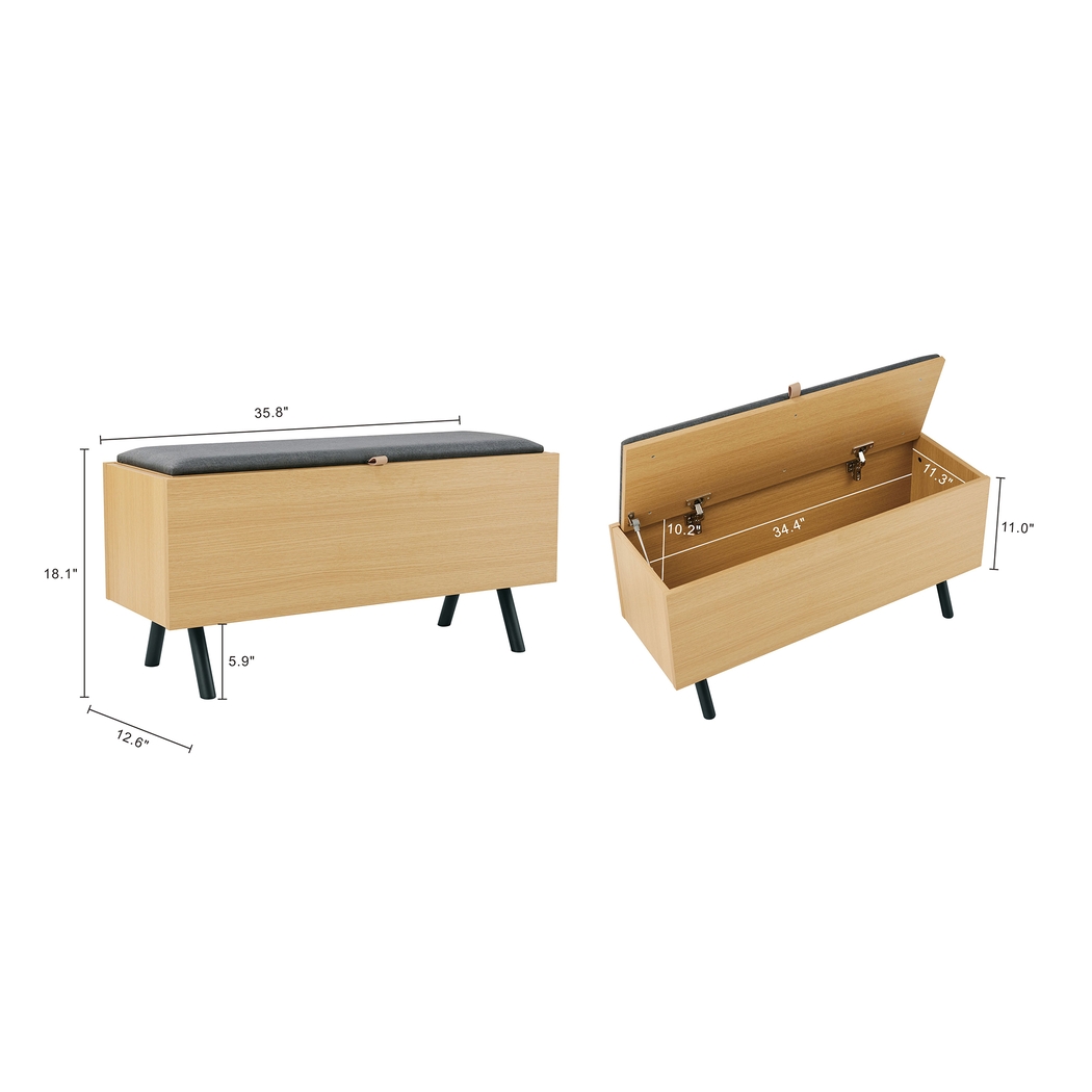 Cindebran Brown Storage Bench - Thumbnail - Image 4