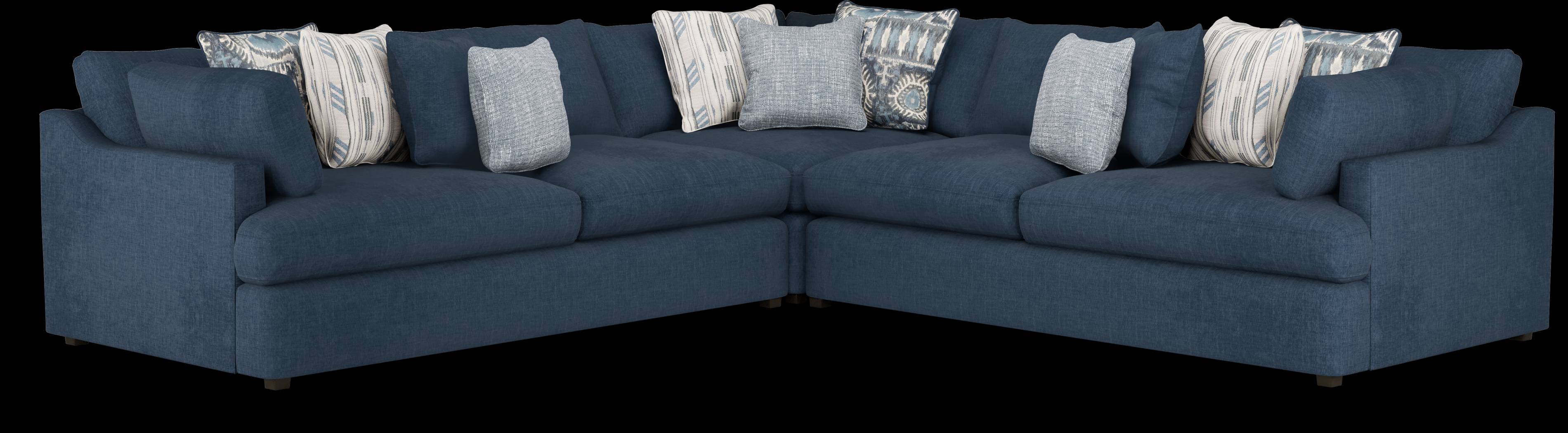 Cindy Crawford Home Aldon Boulevard Navy 3 Pc Sectional - Thumbnail - Image 1