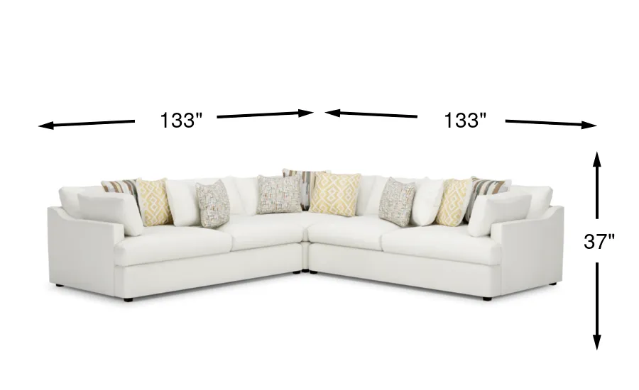 Cindy Crawford Aldon Park White Fabric 3 Pc Sectional | Rooms to Go