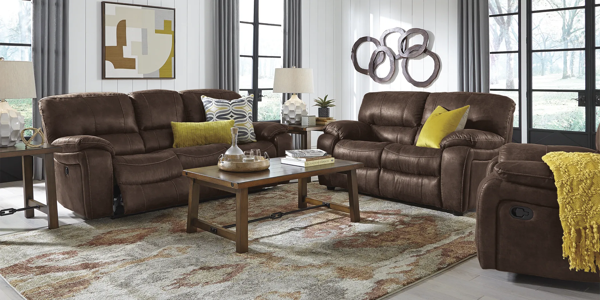 Cindy Crawford Alpen Ridge 3 Pc Brown Microfiber Manual Reclining