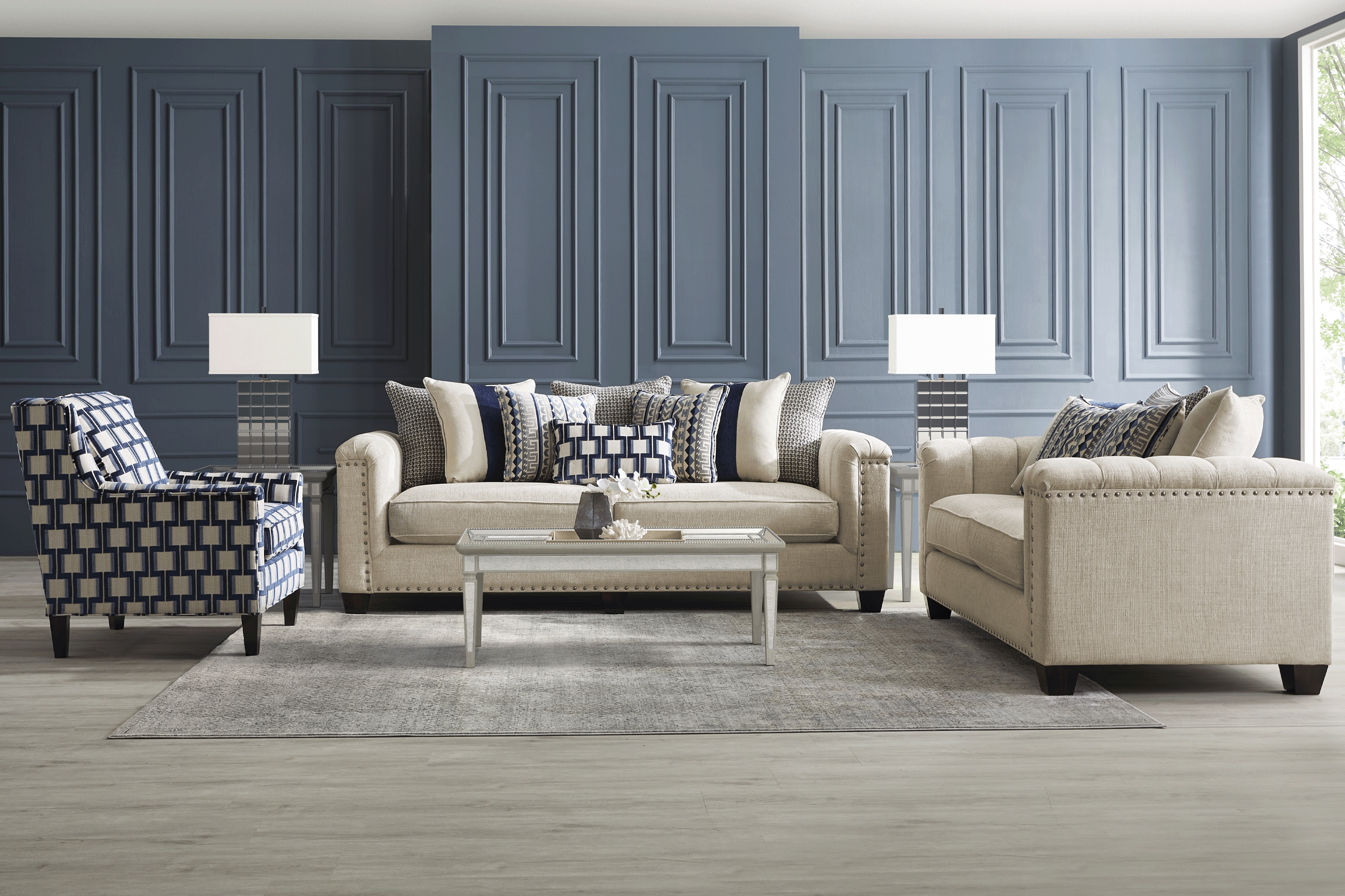 Cindy Crawford Home Asher Place Beige 7 Pc Living Room - Thumbnail - Image 1