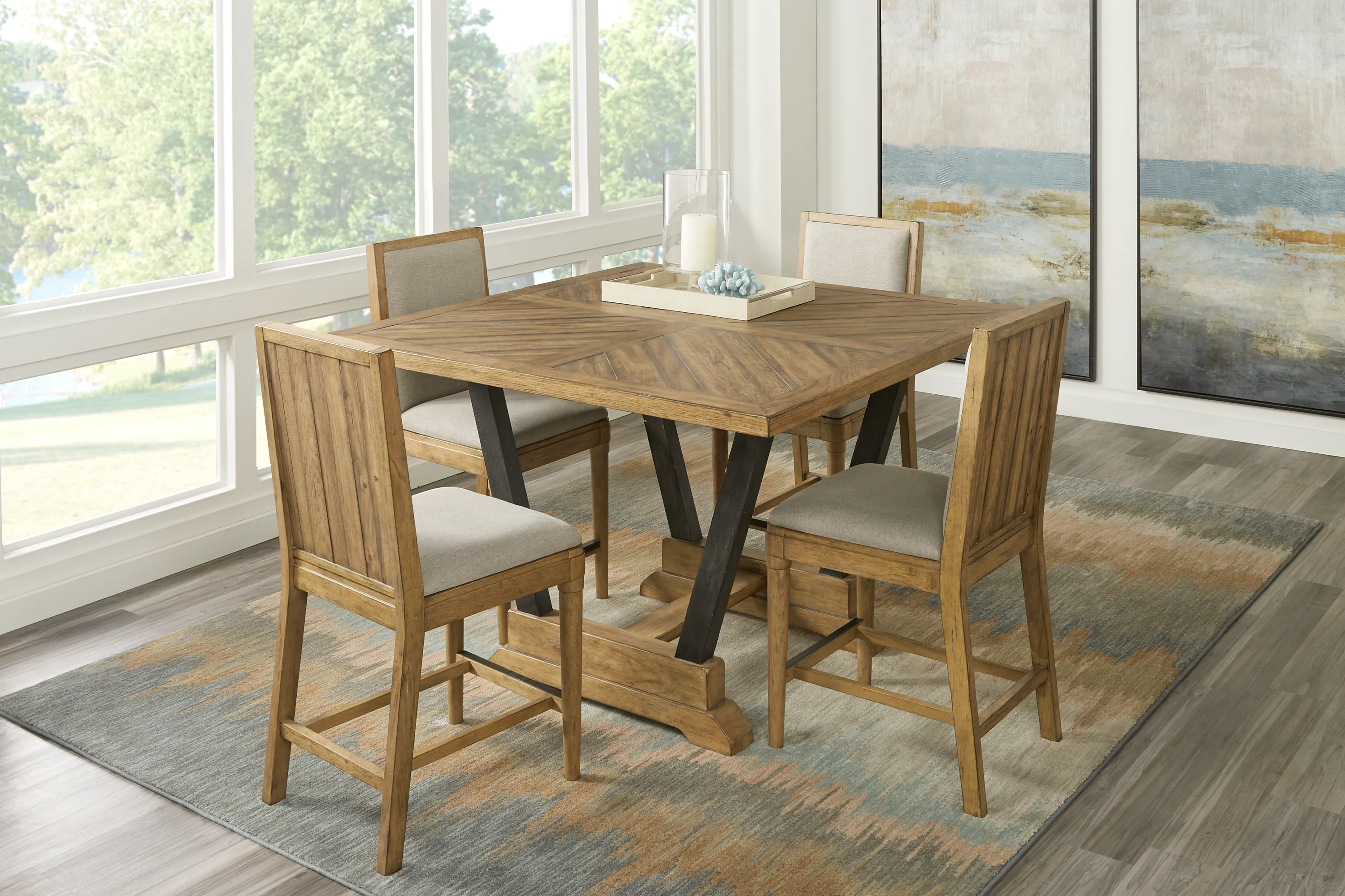 Cindy Crawford Home Aspen Lakes Hickory 5 Pc Counter Height Dining Room - Thumbnail - Image 1