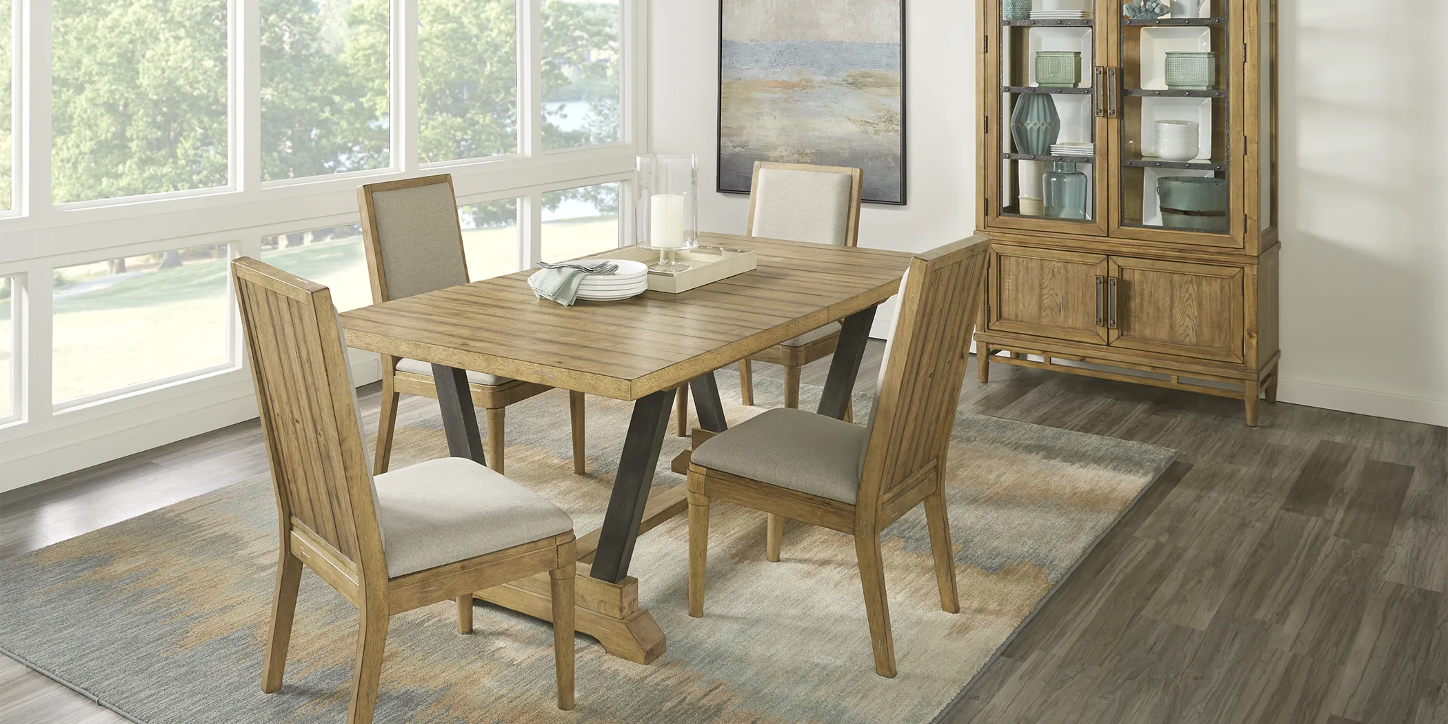 Cindy Crawford Home Aspen Lakes Hickory 9 Pc Rectangle Dining Room - Thumbnail - Image 1