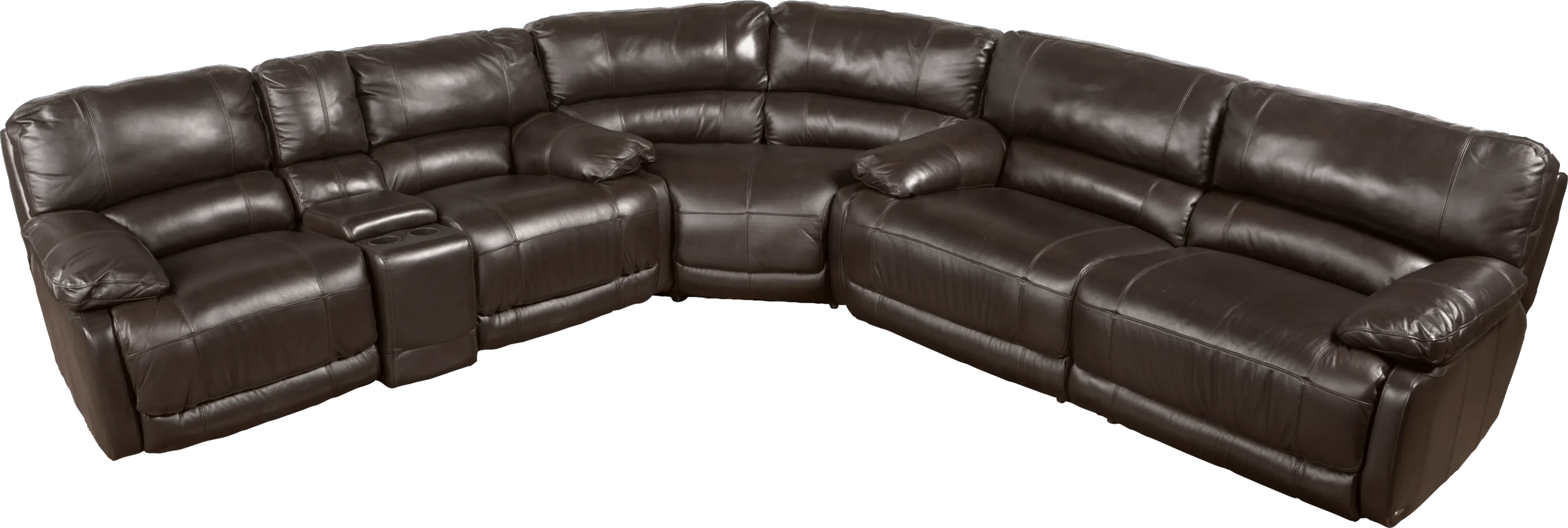 Cindy Crawford Home Auburn Hills Brown Leather 3 Pc Reclining Sectional - Thumbnail - Image 1