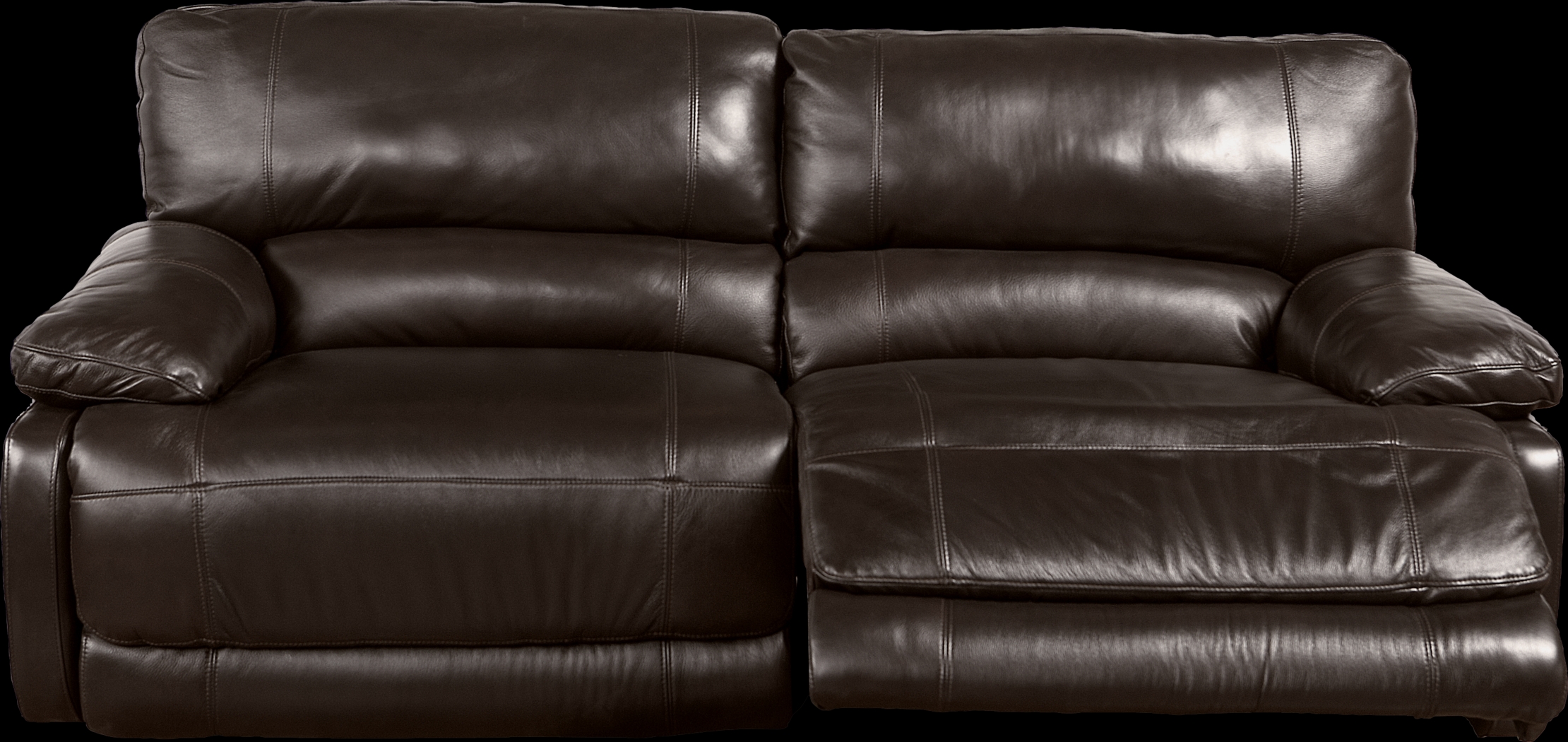 Cindy Crawford Home Auburn Hills Brown Leather Reclining Sofa - Thumbnail - Image 1