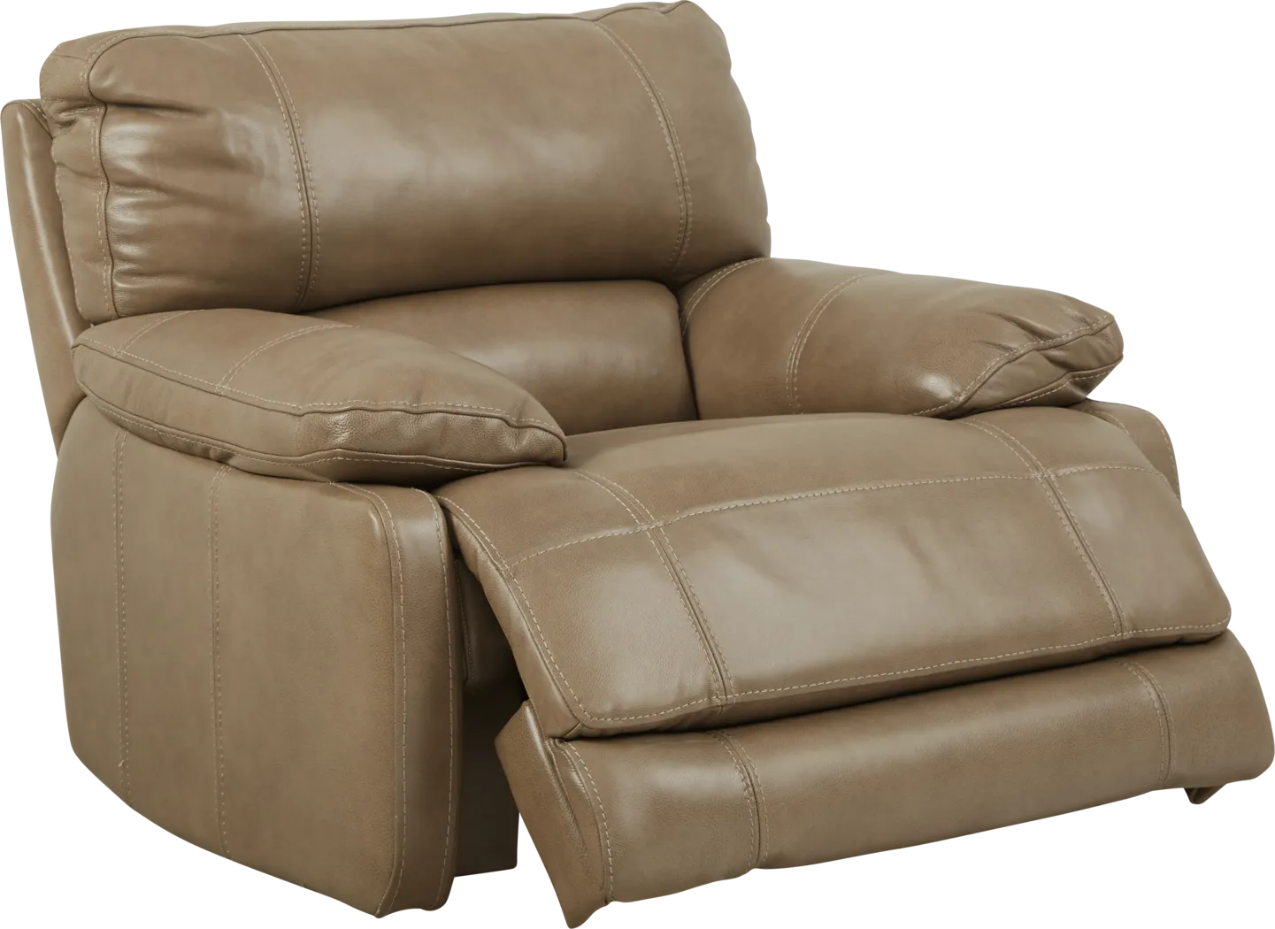 Cindy Crawford Home Auburn Hills Mushroom Leather Power Recliner - Thumbnail - Image 2