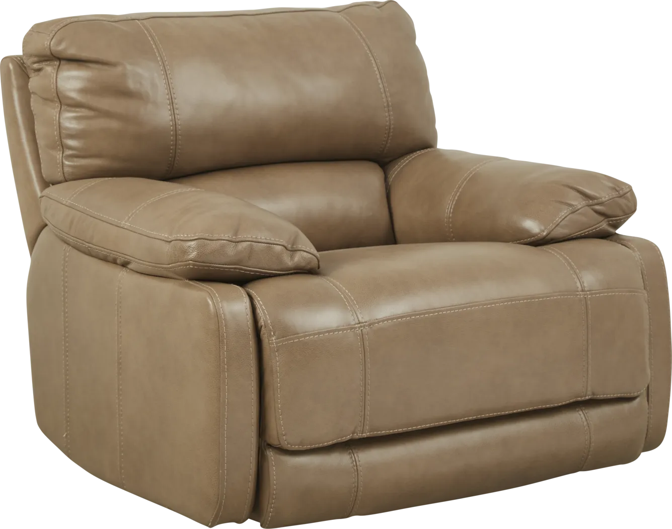 Cindy Crawford Home Auburn Hills Mushroom Leather Power Recliner - Thumbnail - Image 1