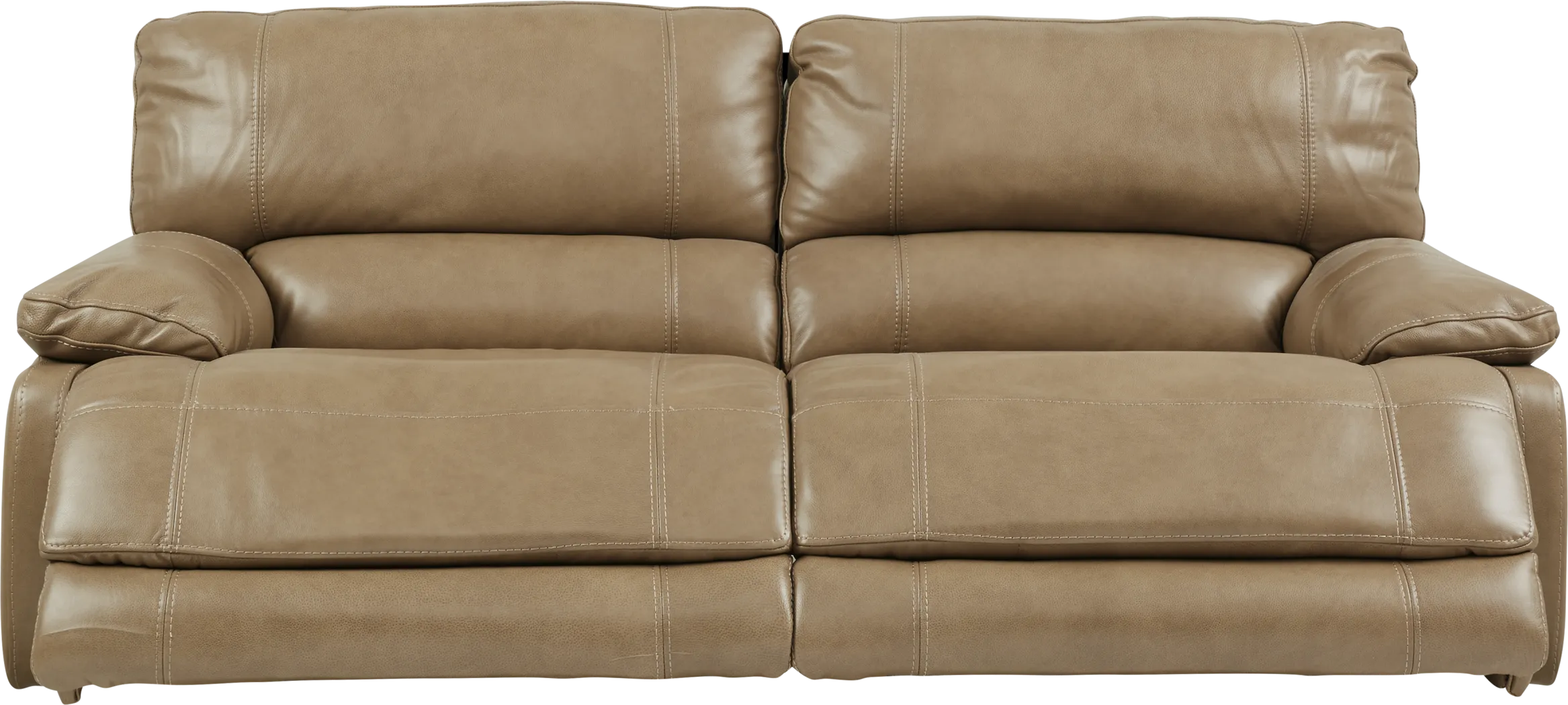 Cindy Crawford Home Auburn Hills Mushroom Leather Reclining Sofa - Thumbnail - Image 2
