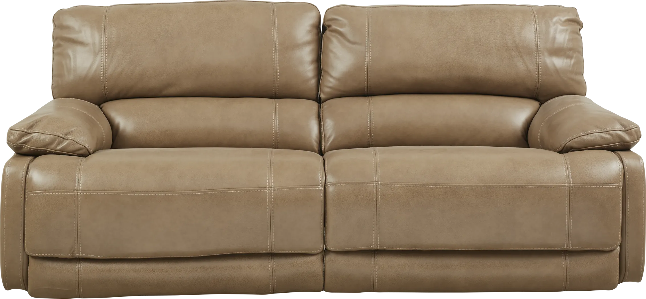 Cindy Crawford Home Auburn Hills Mushroom Leather Reclining Sofa - Thumbnail - Image 1
