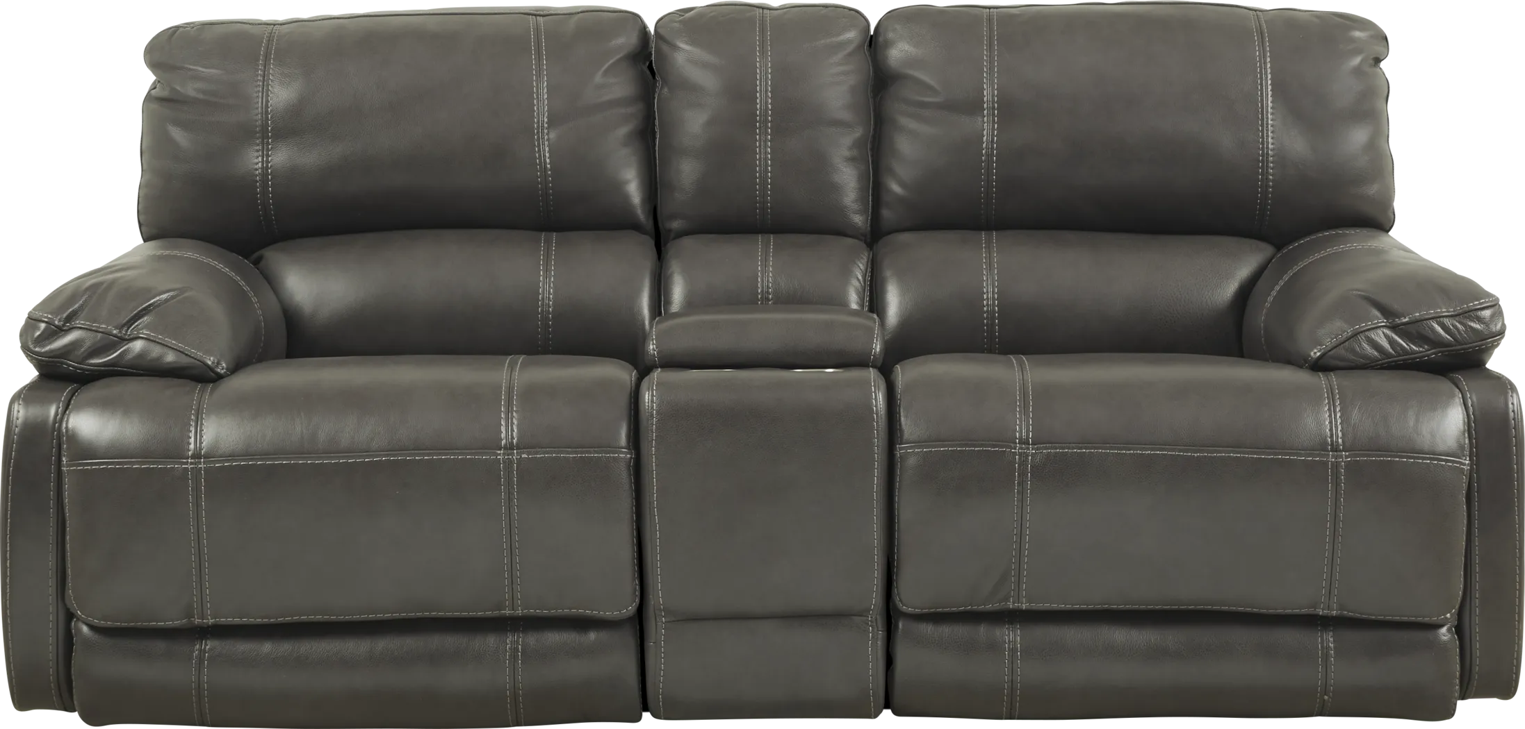 Cindy Crawford Home Auburn Hills Steel Leather Glider Reclining Loveseat - Thumbnail - Image 1