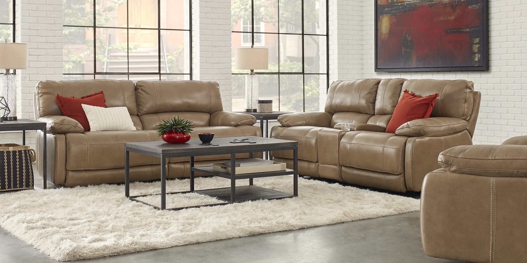 Cindy Crawford Auburn Hills 3 Pc Mushroom Brown Leather Manual
