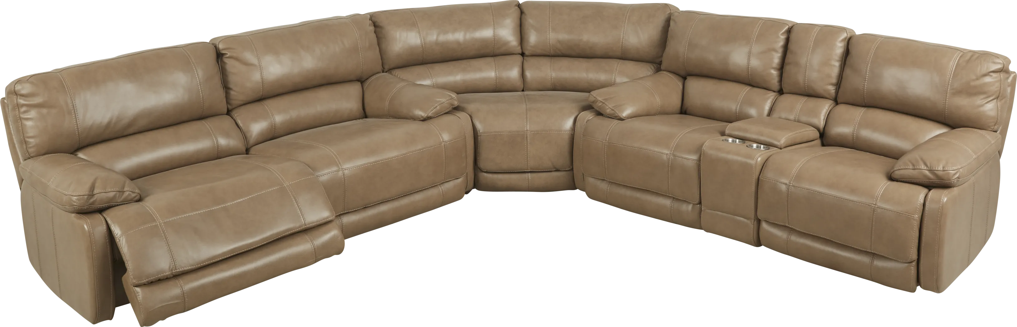 Cindy Crawford Home Auburn Hills Mushroom Leather 3 Pc Reclining Sectional - Thumbnail - Image 3
