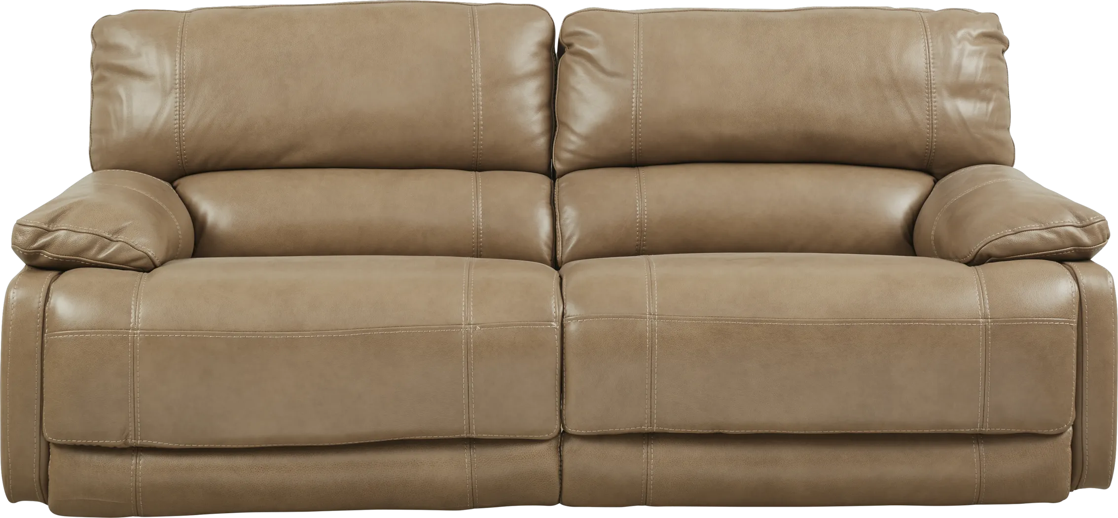 Cindy Crawford Home Auburn Hills Mushroom Leather Power Reclining Sofa - Thumbnail - Image 1