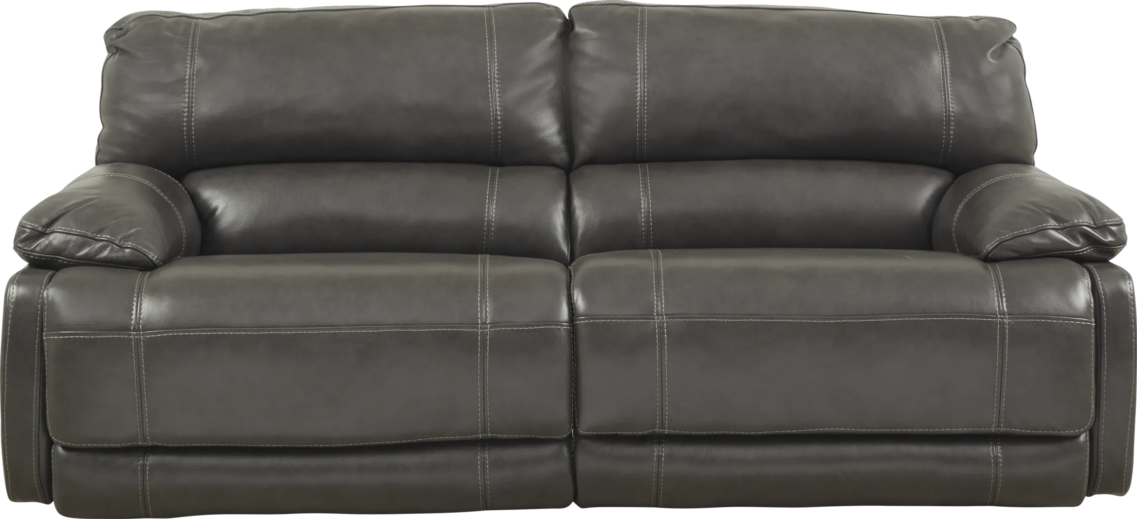 Cindy Crawford Home Auburn Hills Steel Leather Power Reclining Sofa - Thumbnail - Image 1