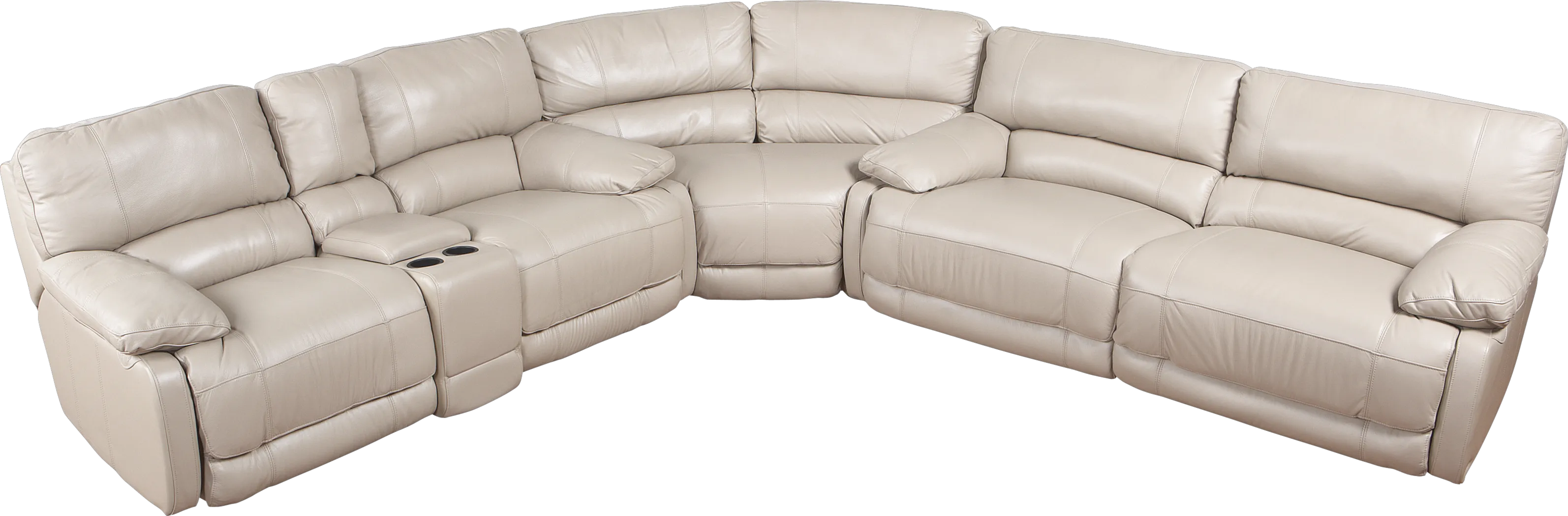 Cindy Crawford Home Auburn Hills Taupe Leather 3 Pc Reclining Sectional - Thumbnail - Image 1