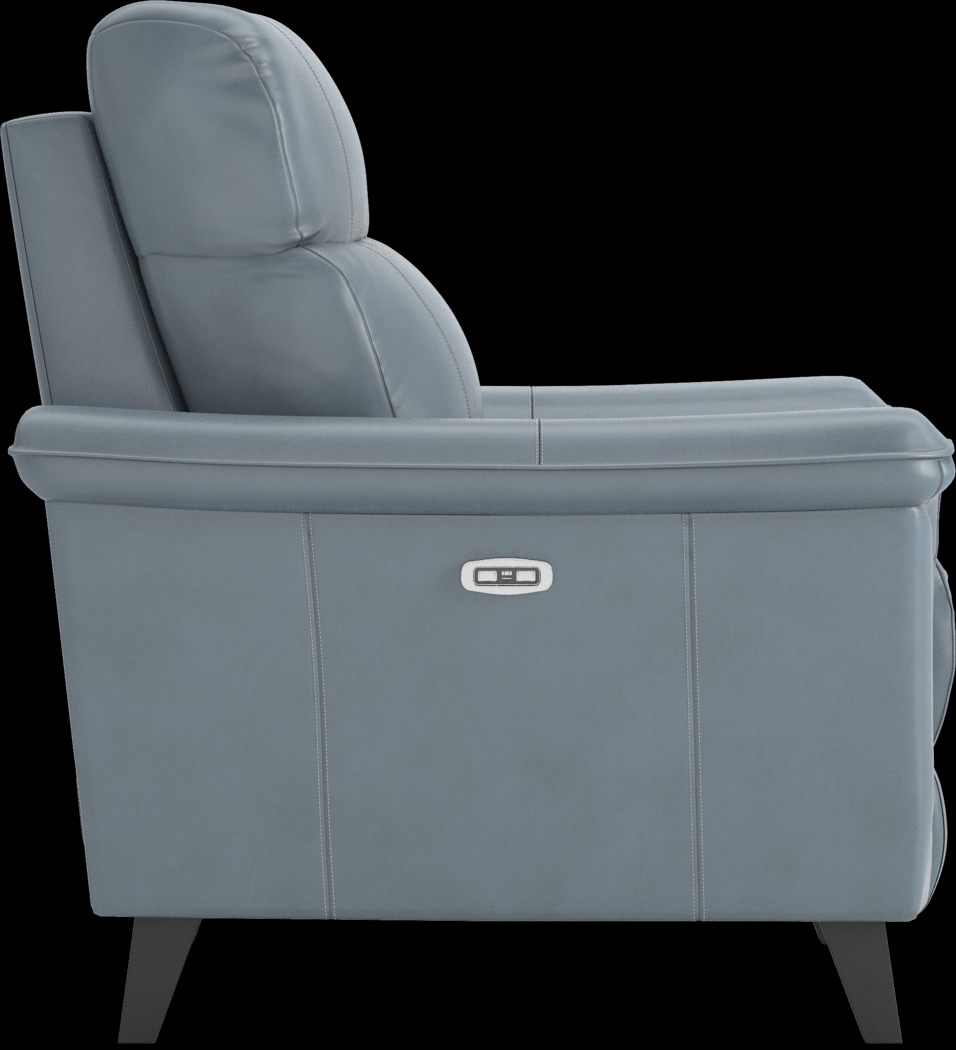 Avezzano Blue Leather 3 Pc Dual Power Reclining Living Room - Thumbnail - Image 18