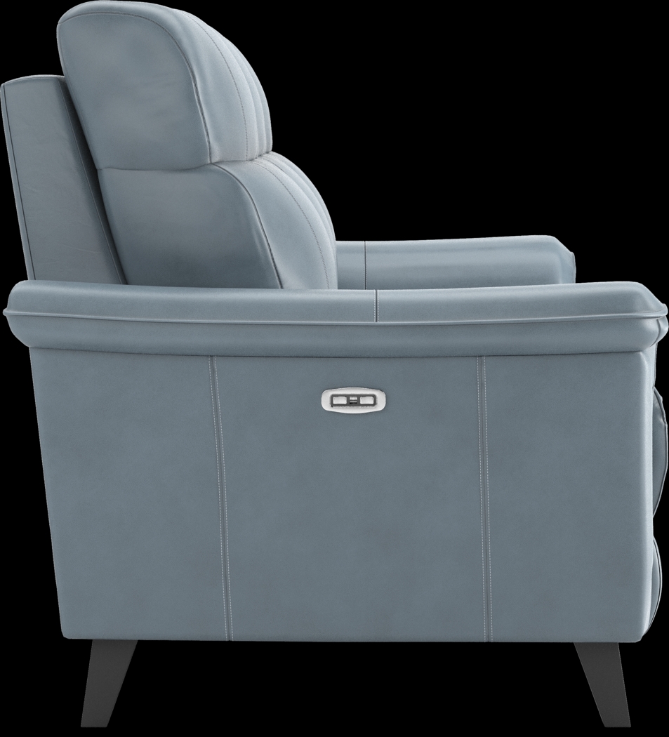 Cindy Crawford Home Avezzano Blue 3 Pc Leather Living Room with Dual Power Reclining Sofa - Thumbnail - Image 5