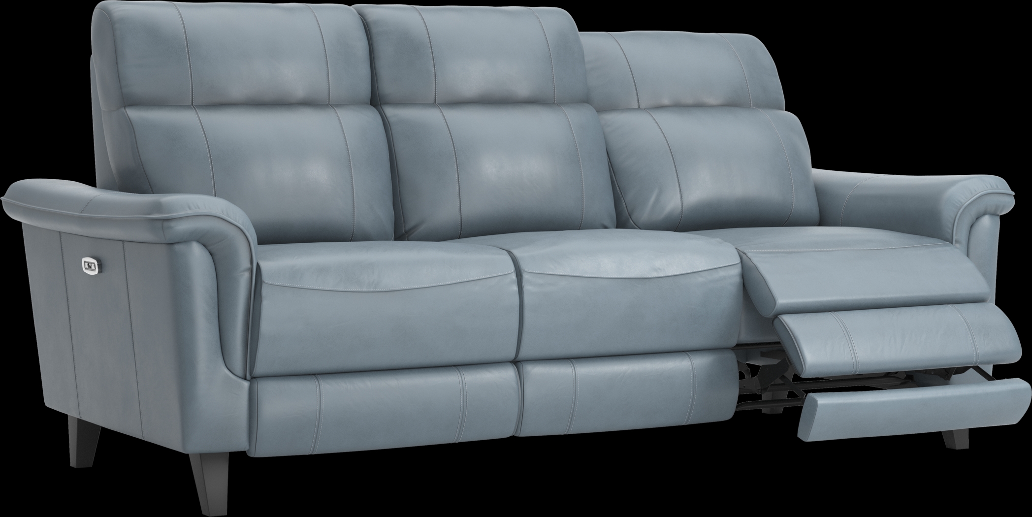 Cindy Crawford Home Avezzano Blue 3 Pc Leather Living Room with Dual Power Reclining Sofa - Thumbnail - Image 7