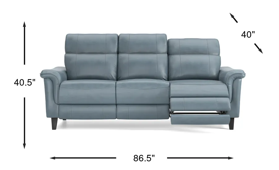 Cindy Crawford Avezzano Blue Leather Power Reclining Sofa | Rooms