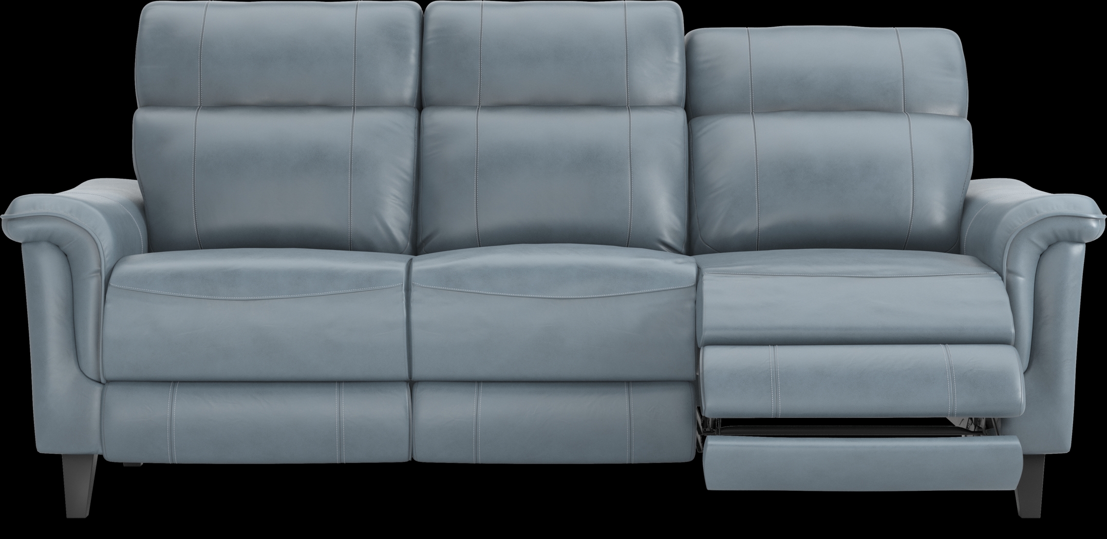 Cindy Crawford Home Avezzano Blue 3 Pc Leather Living Room with Dual Power Reclining Sofa - Thumbnail - Image 2