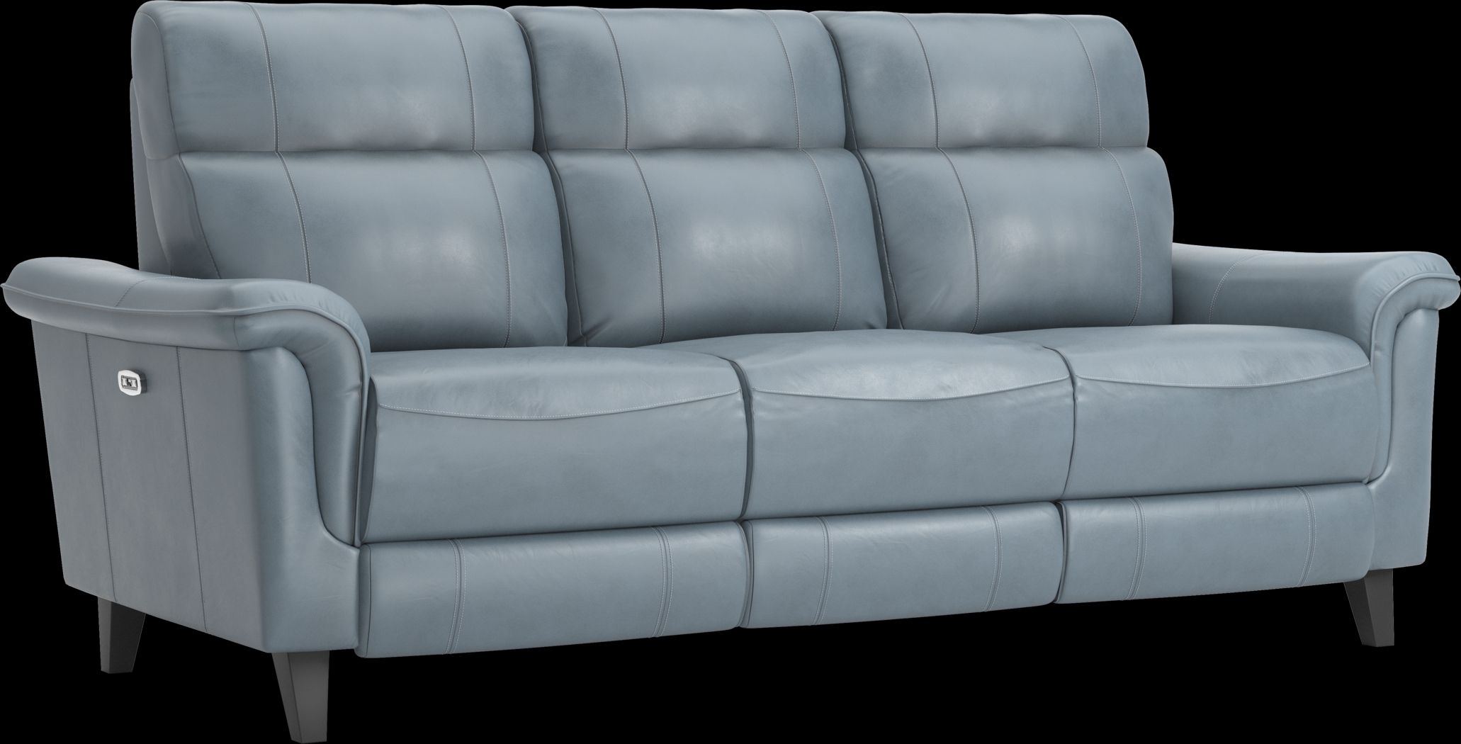 Avezzano Blue Leather 5 Pc Living Room with Dual Power Reclining Sofa - Thumbnail - Image 3