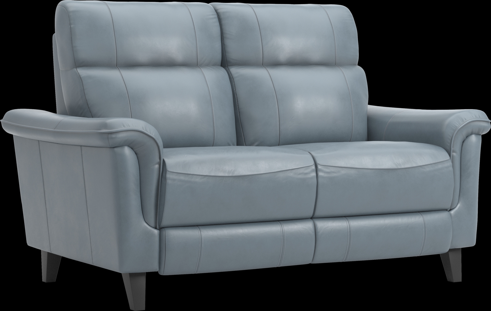 Cindy Crawford Home Avezzano Blue Leather Loveseat - Thumbnail - Image 3